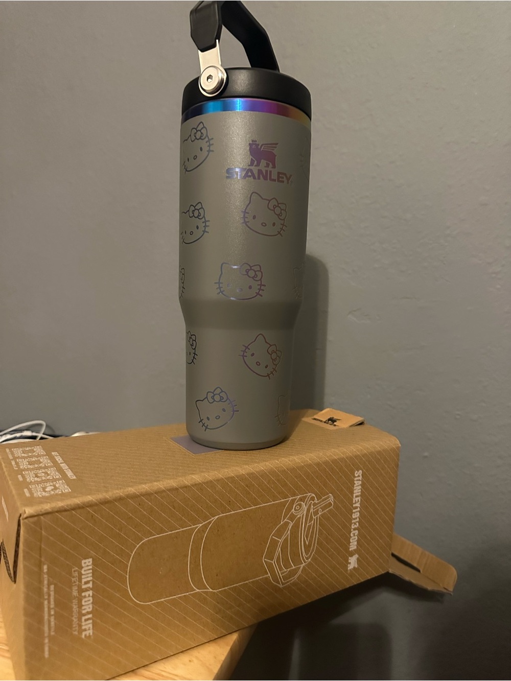 Stanley Gray Hello Kitty Stainless Travel Mug with Iridescent Accent
